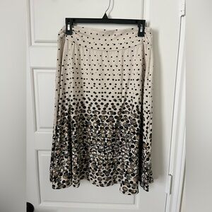 Cream Skirt with Gold Silver Black Polka Dots - Large L